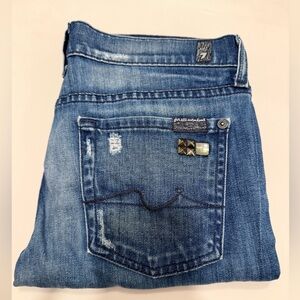 7 For All Mankind Distressed Blue Boyfriend Jeans